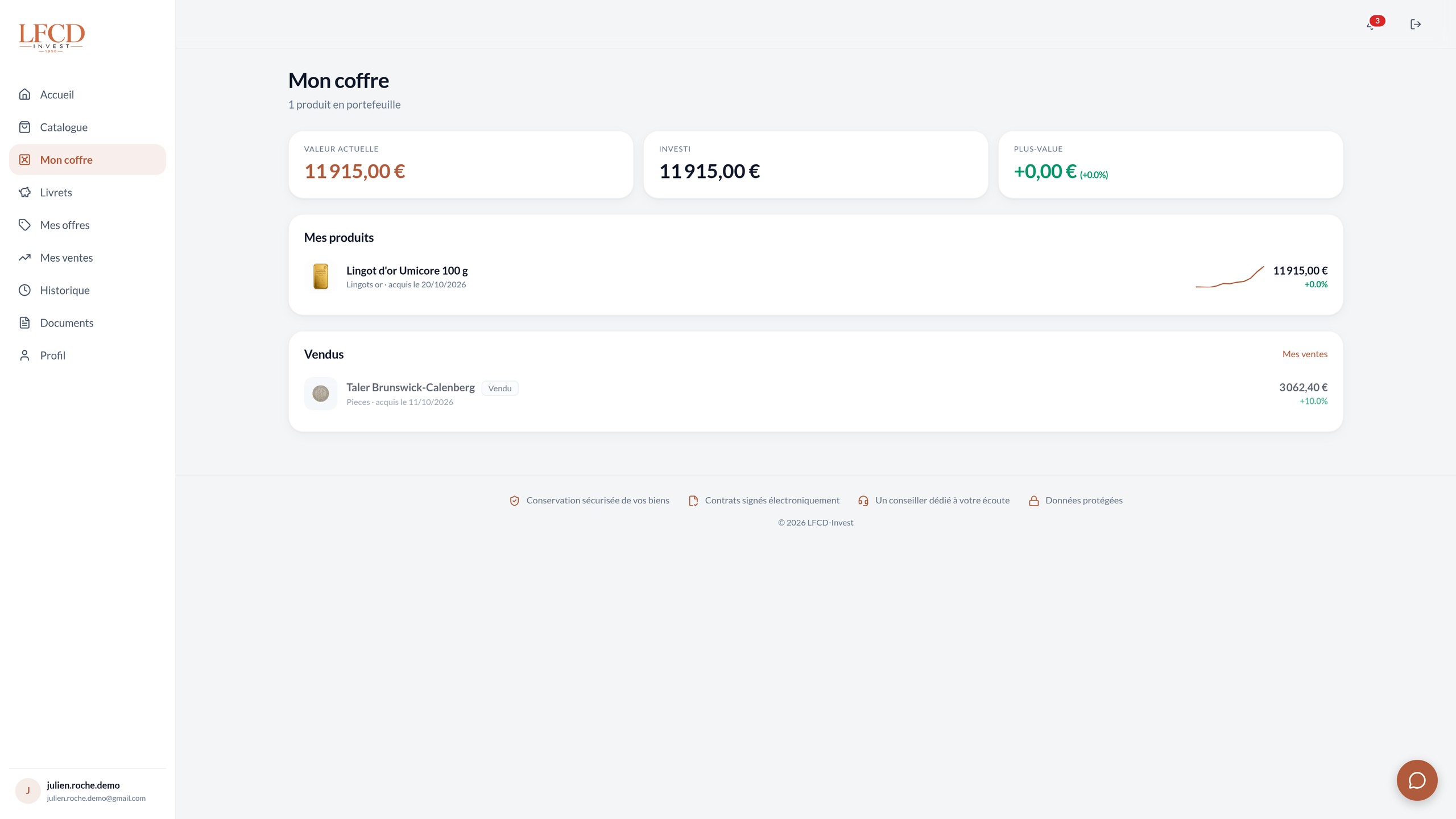 Coffre du client